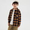 Boys' Warm Orange Plaid Cotton Long Sleeve Shirt Jacket
