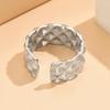 Retro Classic Diamond Lattice Design Stainless Steel Open Ring In Gold Plating, Light Luxury, Fade-Resistant Hand Jewelry