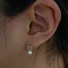 14K Round Cubic Freshwater Pearl Earrings
