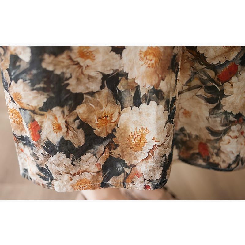 Dimanaf 2025 Summer Dress New Printing Casual Loose Floral Women Vintage Plus Size Dress O-Neck Dress Maxi