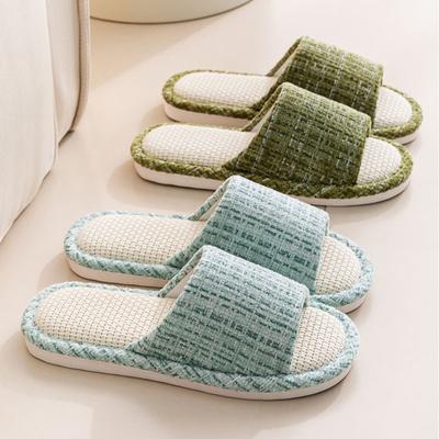 Leinen Hausschuhe für Paare Indoor Zuhause Haushalt Damen Hausschuhe Baumwolle Leinen Paare Rutschfeste Hausschuhe Boden Stumme Sandalen Hausschuhe