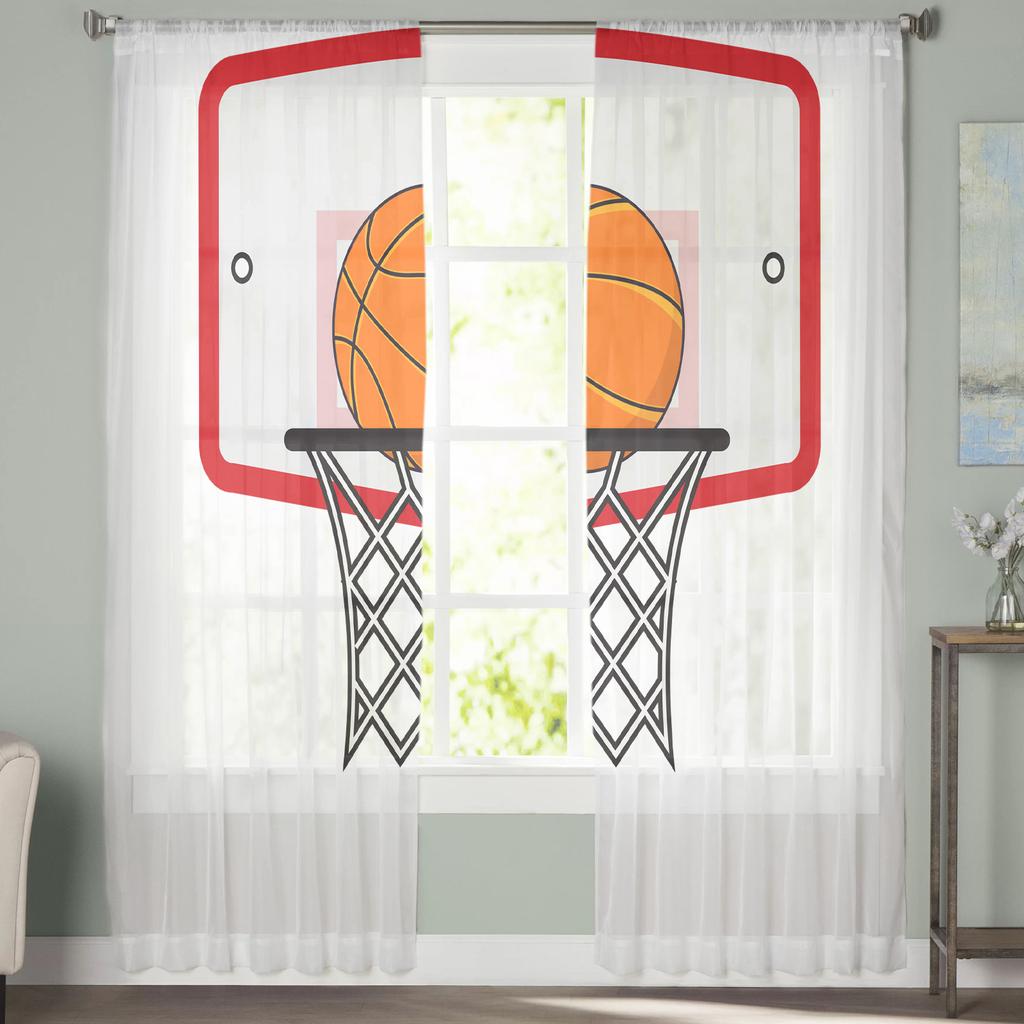 Basketballkorb Chiffon Durchsichtige Vorhänge für Wohnzimmer Schlafzimmer Heimdekoration Fenster Voile Tüll Vorhang Gardinen