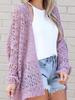 Spring Autumn New Arrivals Women's Oversized Long Sleeve Hollow Mesh Hair Sheep Knit Cardigan Coat