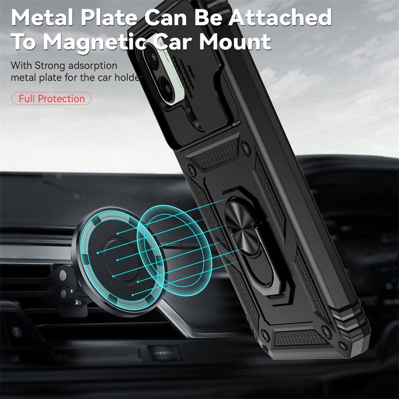 Full Cover For Xiaomi Poco C51 Case For Poco C51 C 51 Push Window Magnetic Phone Holder Back Case For Poco C51 Case 6.52 inch