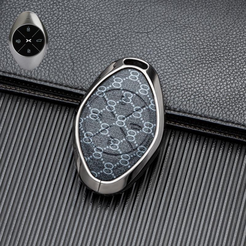 Husă de piele pentru cheie auto cu semnal bun pentru Xiaopeng P7 G9 G3 P5 - Metal acoperire completă, protecție față-verso