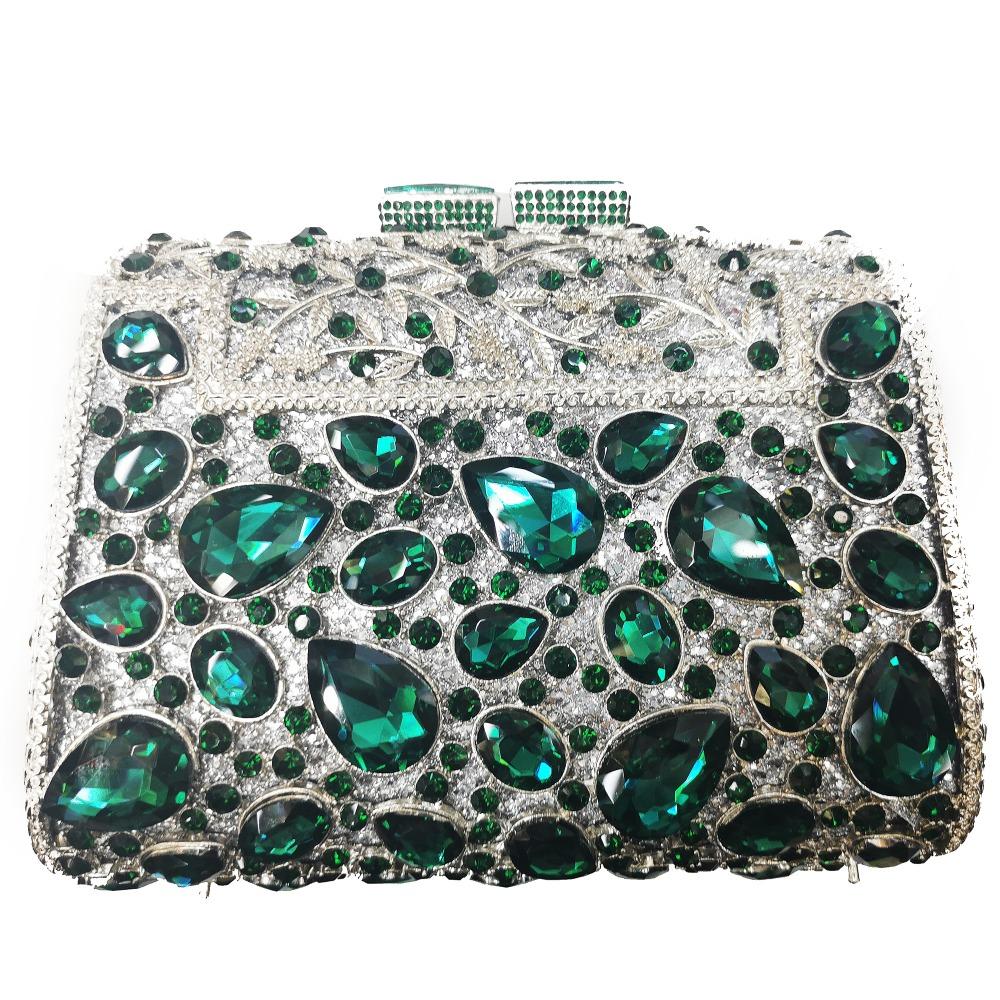 Large Blue Stone Evening Bag Rhinestone Clutch Purse Women Luxury Wedding Purse Bridal Party Formal Crystal Handbags Diamond