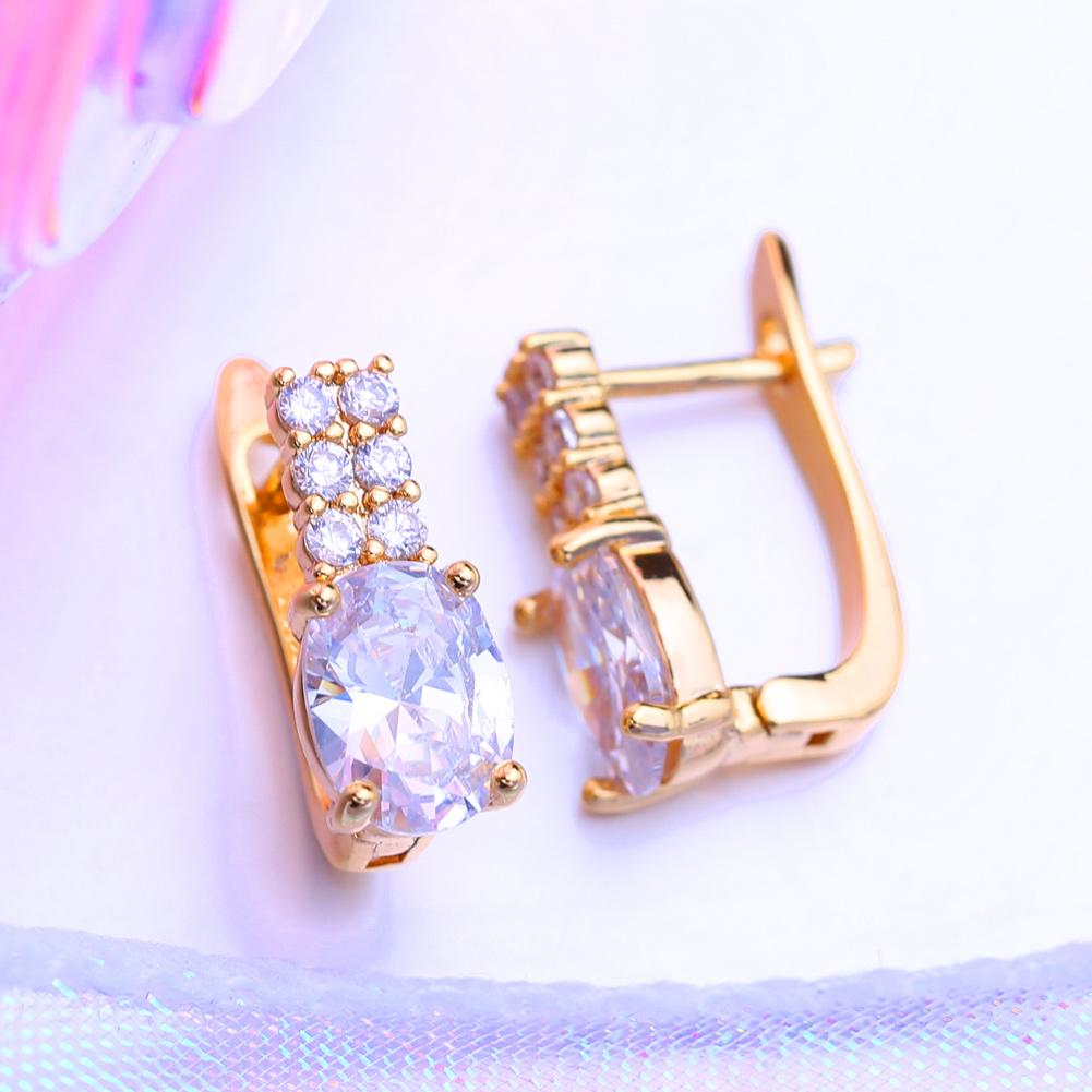LSOOYH Clip Ohrringe Rose Gold Farbe Mode Ohrring Für Frauen Geometrie Zirkonia Ohrstecker Schmuck