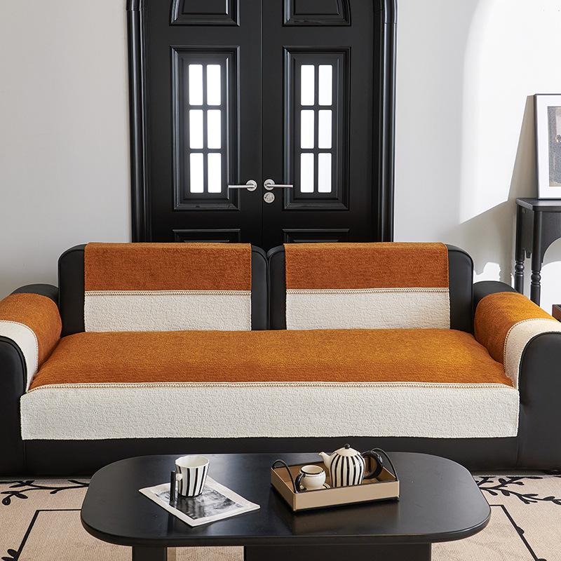 New Sofa Cushion Retro Style High-End Sense Four-Season Universal Seat Cushion Non-Slip Cat Scratch Straight Row Sofa Cover