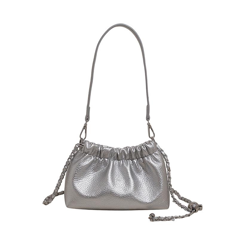Casual New Chain Summer Pleated Handbag Textured Messenger Solid Color Shoulder Bag