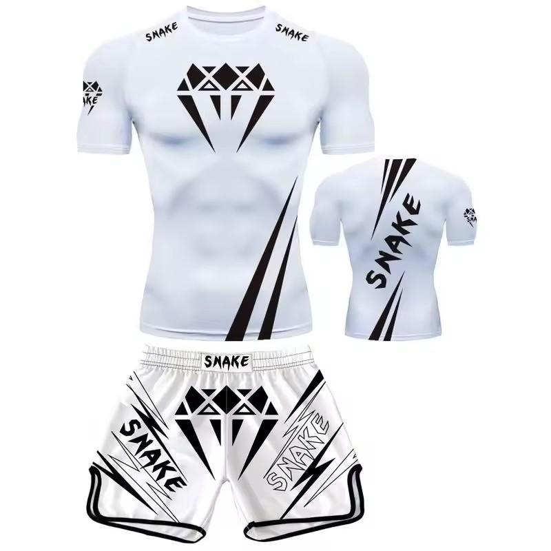 Men Women Compression Training T-Shirt Shorts