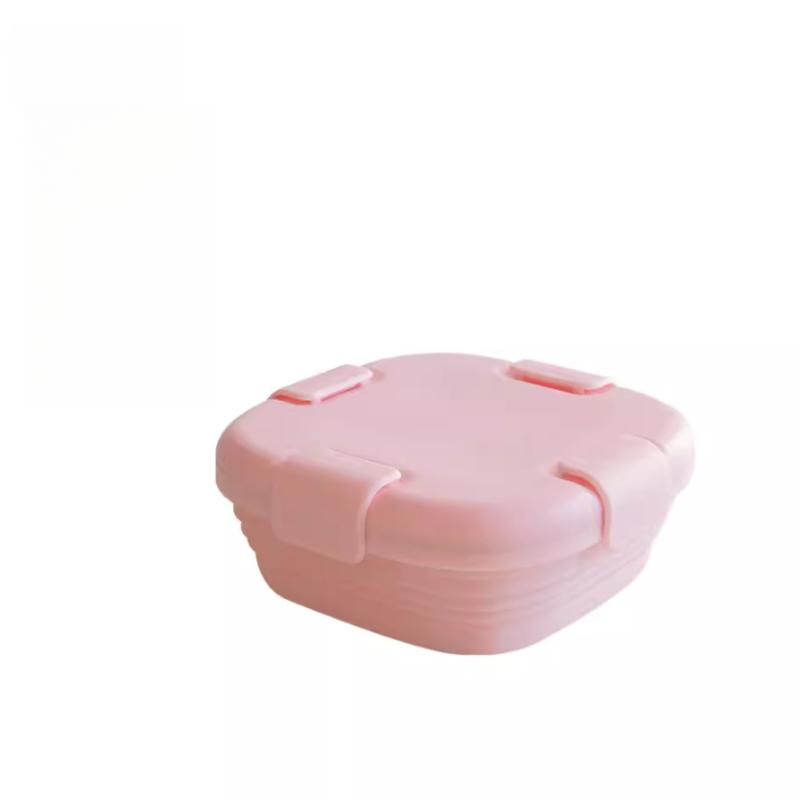 

Складной силиконовый ланч-бокс Портативный телескопический ланч-бокс для лапши быстрого приготовления Сохраняющий свежесть Бэнто-бокс Аксессуары для кемпинга розовый