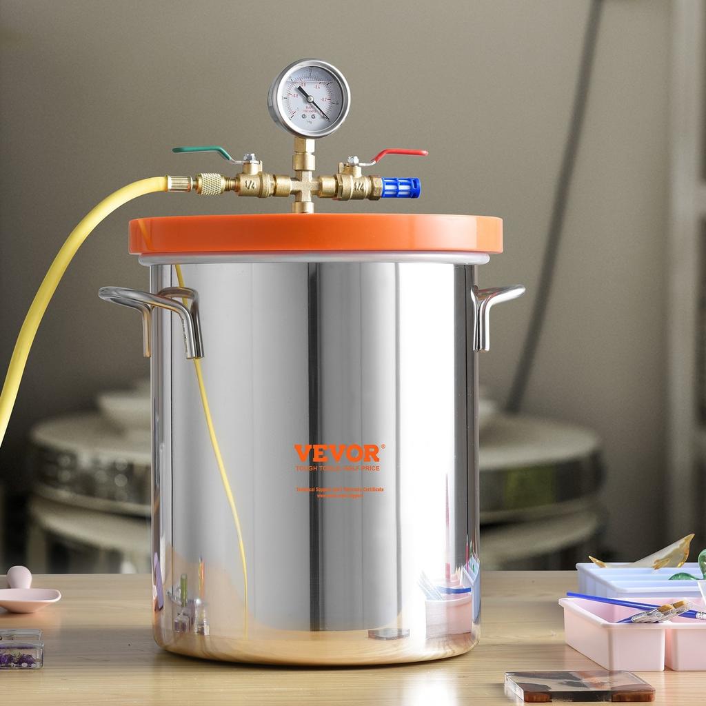 Vacuum Chamber Tempered Glass Lid Vacuum 11.4 L Degassing Chamber Silicone