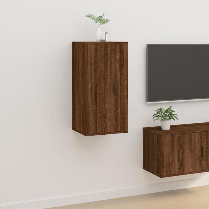 816679 vidaXL Wall-mounted TV Cabinet Brown Oak 40x34.5x80 Cm
