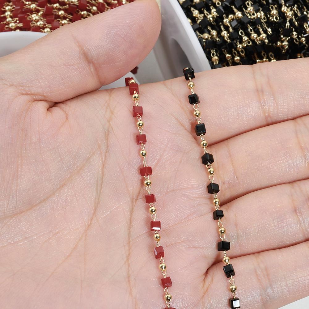 1Meter Bohemian Cube Beads Chain for KC Gold Choker Necklace Bracelets Women Charm Handmade Party Jewelry Making DIY Accessories