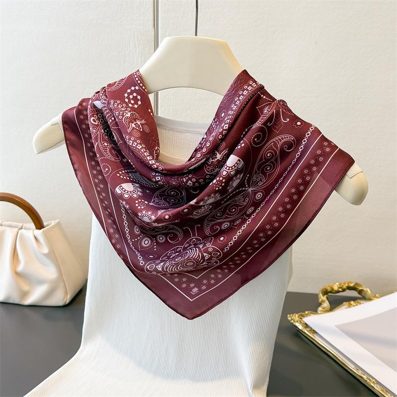 Luxury Paisley Print Shawl Square Scarf for Women Satin Fashion Wraps Neckerchief Female Hair Bands Ribbon Headband Bandana