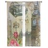 Old London England Poster Art Clock Tower Car Tulle Sheer Window Curtains for Living Room Bedroom Voile Organza Curtains Drapes