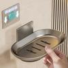 Punch-Free Wall-Mounted Draining Soap Dish with Suction Cup, Space Aluminum, No Water Accumulation, Bathroom Storage Rack.