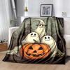 1pc Ghost With Pumpkin Drawing Blanket, Home Decorative,Living Room, Travel, Camping, Car Blankets