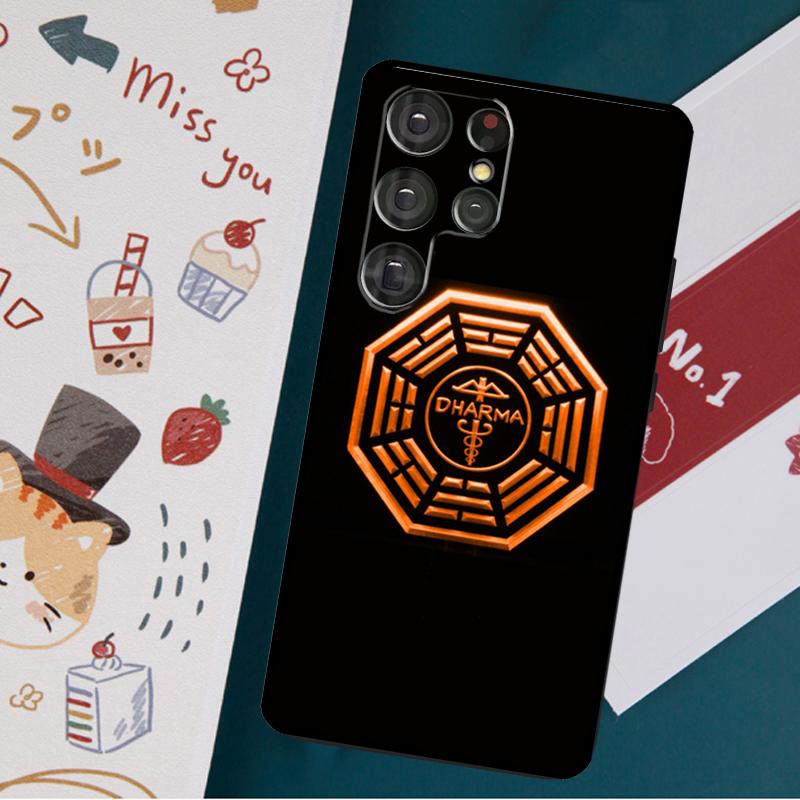 Coque de téléphone logo lost tv dharma initiative pour Samsung Galaxy S23 S21 S22 Ultra S8 S9 S10 Note 10 Plus S20 FE