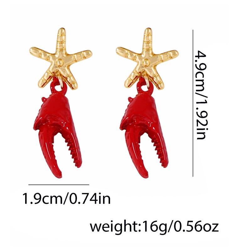 Pendientes Creativos para Mujer Regalo Lindos Únicos de Cangrejo Tachuelas Dibujos Animados Moda Langosta Colgantes Para Niñas Damas
