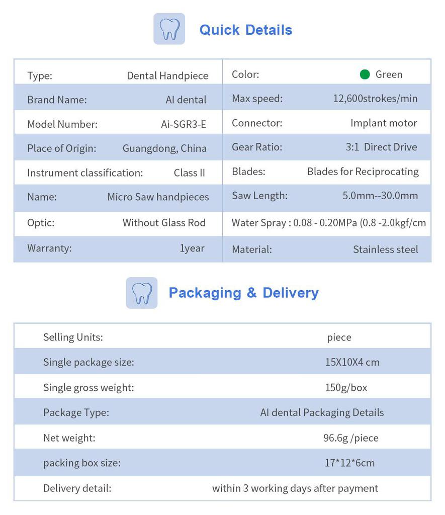 Handstück für Zahnchirurgie AI-SGR3-E 3:1 1,8-mm-Reziprok-Mikrosägen-Handstück für die Mundhöhle