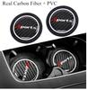 New 2Pcs High Quality Non-slip Elastic Durable Real Carbon Fiber Car Auto Water Cup Slot Non-Slip Mat Pad Sport Style