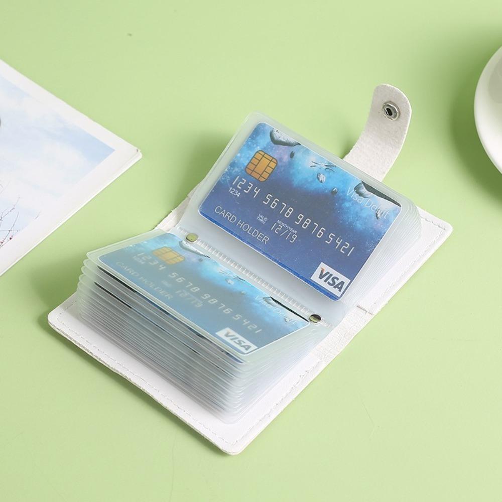 Portable Large Capacity Card Storage Bag Multi-card Slot PU Leather Short Card Bag Bunny Tulip Print Credit Card Holder Women