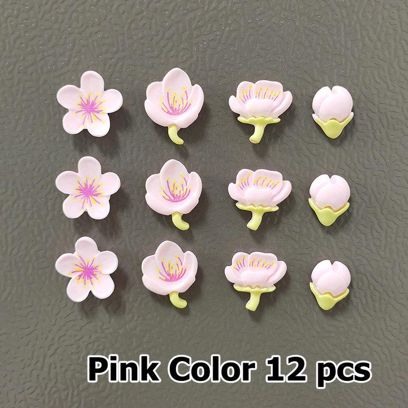 4/12pcs Fridge Magnets Blossom Cherry Flower Pastoral Cute Refrigerator Magnetic Sticker Message Whiteboard Sticker