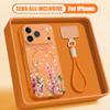 Floral Pattern Hand Strap Case For iPhone 17 Pro Max Hybrid TPU+PC Magnetic For Magsafe Matte Cover For iPhone 16 15 14 13 Pro Max