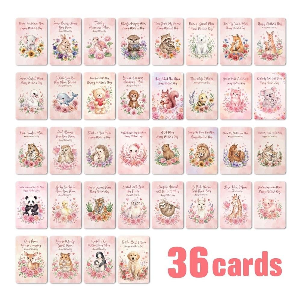 

36Pcs/Set Multicolor Mother s Day Cards Cartoon Flower Thank You Card Message Cards Postcard Set 1