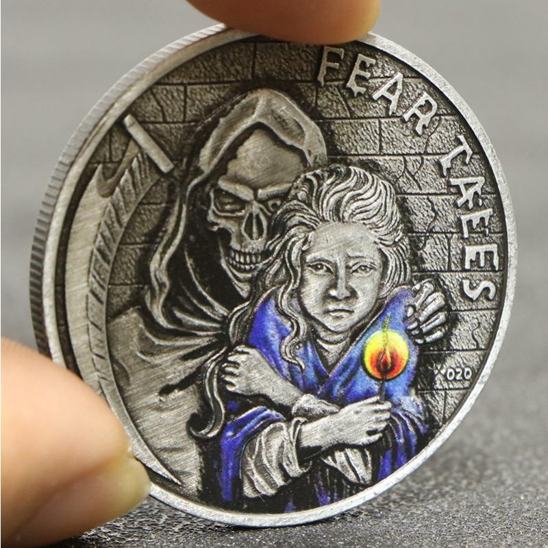 Halloween coins, wizards, skeletons, commemorative medals, warrior coins, commemorative coins