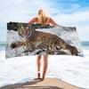 Schneetiere Tiger Strandtuch Luxus Niedlich Sport Schnelltrocknend Mikrofaser Badetücher Yogamatte Camping Handtücher für Strand Schwimmen Damen Herren Kinder