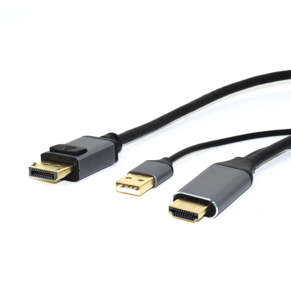 

HDMI to DisplayPort HDMI Преобразует HDMI от ПК в DisplayPort на p0835 BESTCLICK! Кабель, 2 м, 4K/60 Гц, Поддержка 2.0, Монитор, 2,0 м, чёрный