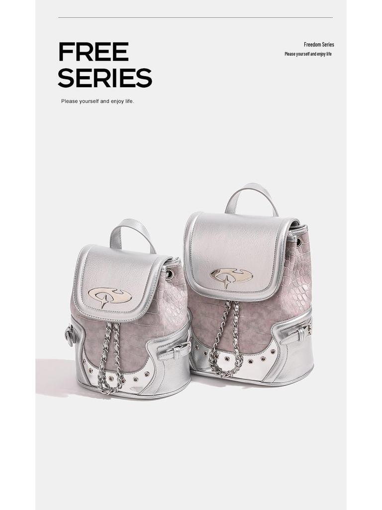 Misty Pink Crocodile Print Backpack & Crossbody Bag - 2023 Winter Collection