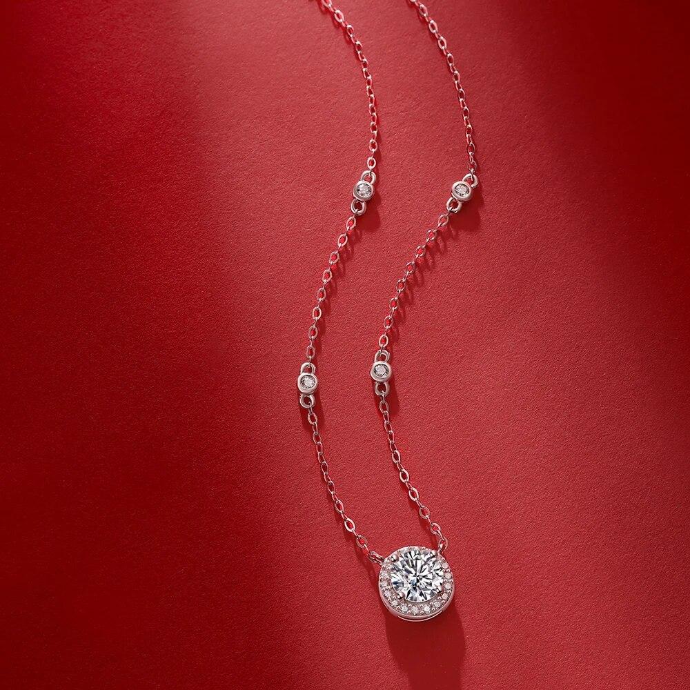 Sweetrain 1 Carat Moissanite Pendant Necklace Original 925 Sterling Silver A Little Starlight Diamond Necklace for Women Jewelry