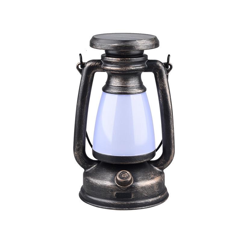 Solar-Powered LED Dual Color Camping Lantern - USB Rechargeable, Portable Hanging Lamp for Outdoor and Tent Lighting