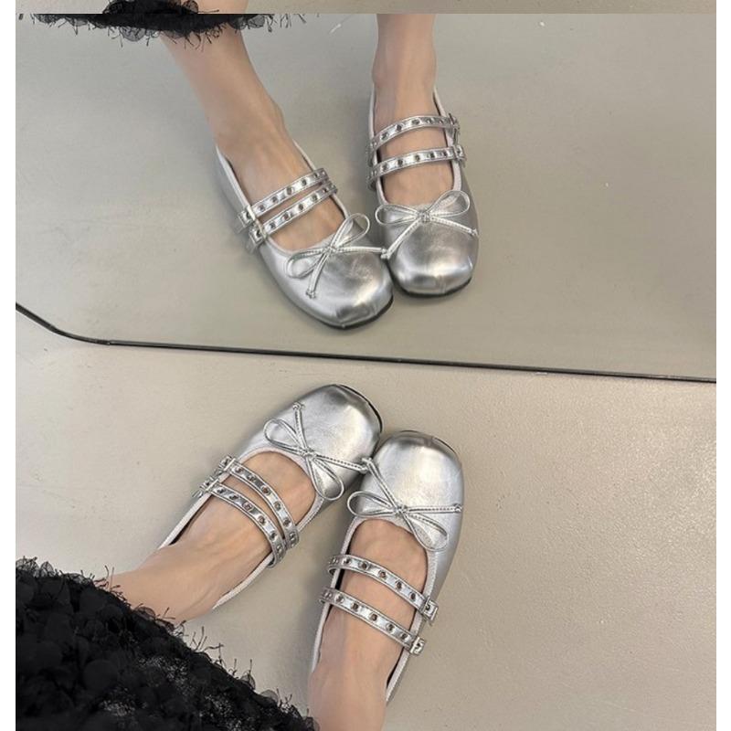 Fashion 2025 Hot Selling Square Toe Butterfly-knot Women Mary Jane Shoes Ladies Soft Sole Dress Flats Casual Street Style Ballet Shoes