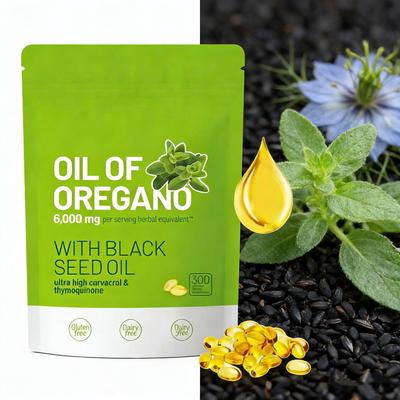 Maximum Strength Oregano & Black Seed Oil - 300 Capsules | Immune System Support, Natural Antioxidant & Respiratory Health Supplement