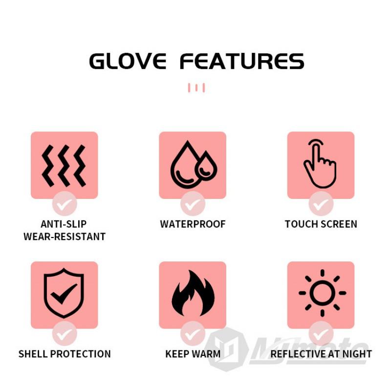 Winter Motorcycle Gloves Touchscreen Compatible Windproof Warm Thick Full Finger Riding Gear Men Women