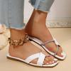 Women's Fashion Temperament Versatile Flat Twisted Sequins Beach Gala Walking Flat Sandals