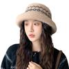 Jacquard Curled Fisherman Hat Women's Winter Windproof Retro Fashion Versatile Warm Ear Protection Knitted Basin Hat