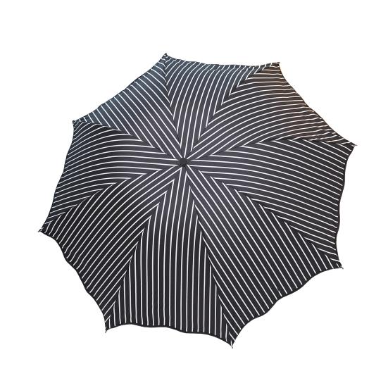 Striped Folding Umbrella with Wavy Edge, Sun Blocking UV Protection Travel Umbrella, Windproof Rainproof Portable Sun Rain Umbrella for Women