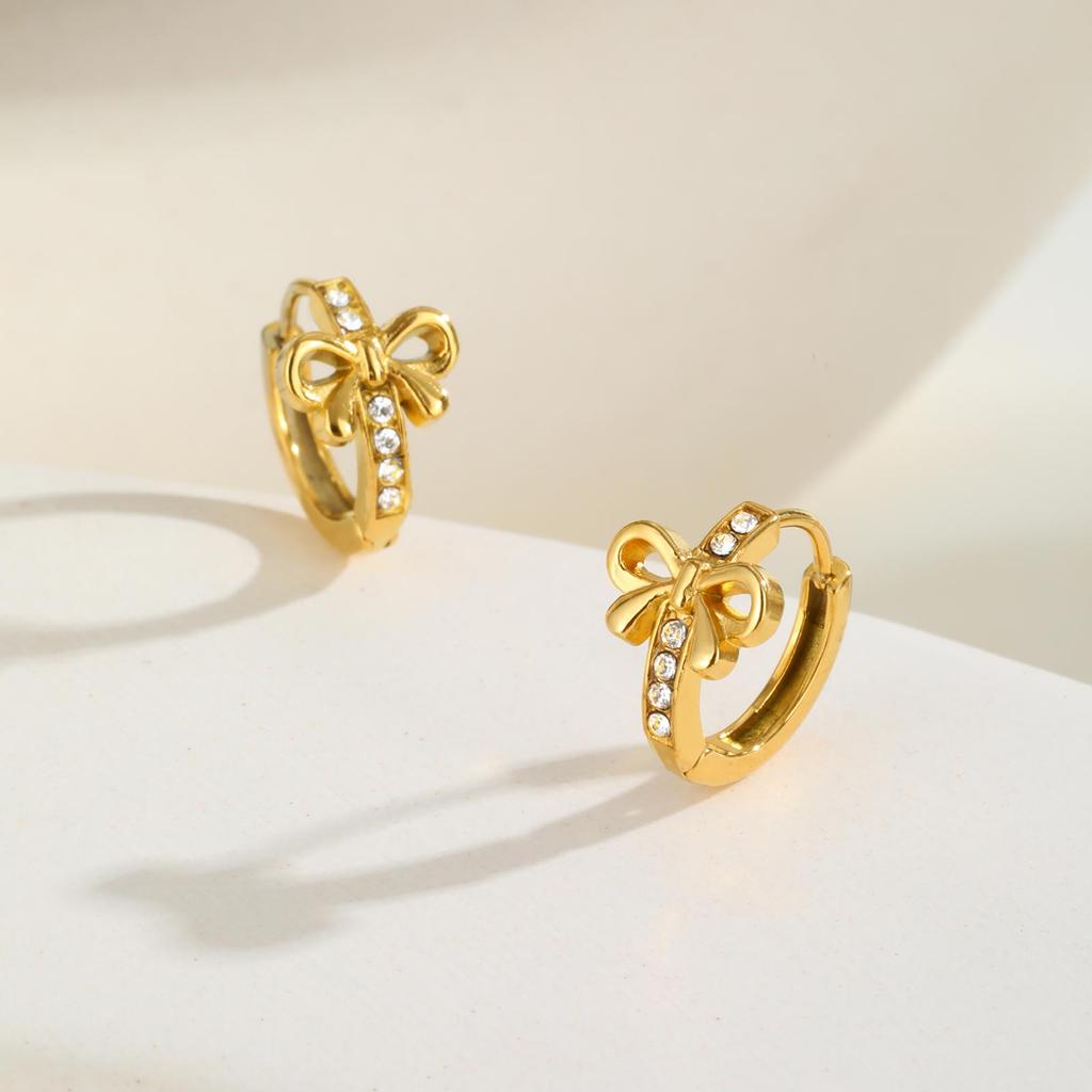 Gold Plated Imitation Pearl Hoop Earrings For Women, Cubic Zircon Butterfly Cross Cherry Earrings, Trendy Jewelry Party Gift