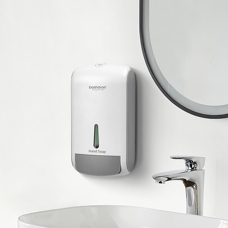 High Quality NEW ABS Plastic Refillable Wall Mount 500ML Bathroom Shower Gel Shampoo Box Manual Hotel Liquid Soap Dispenser белый