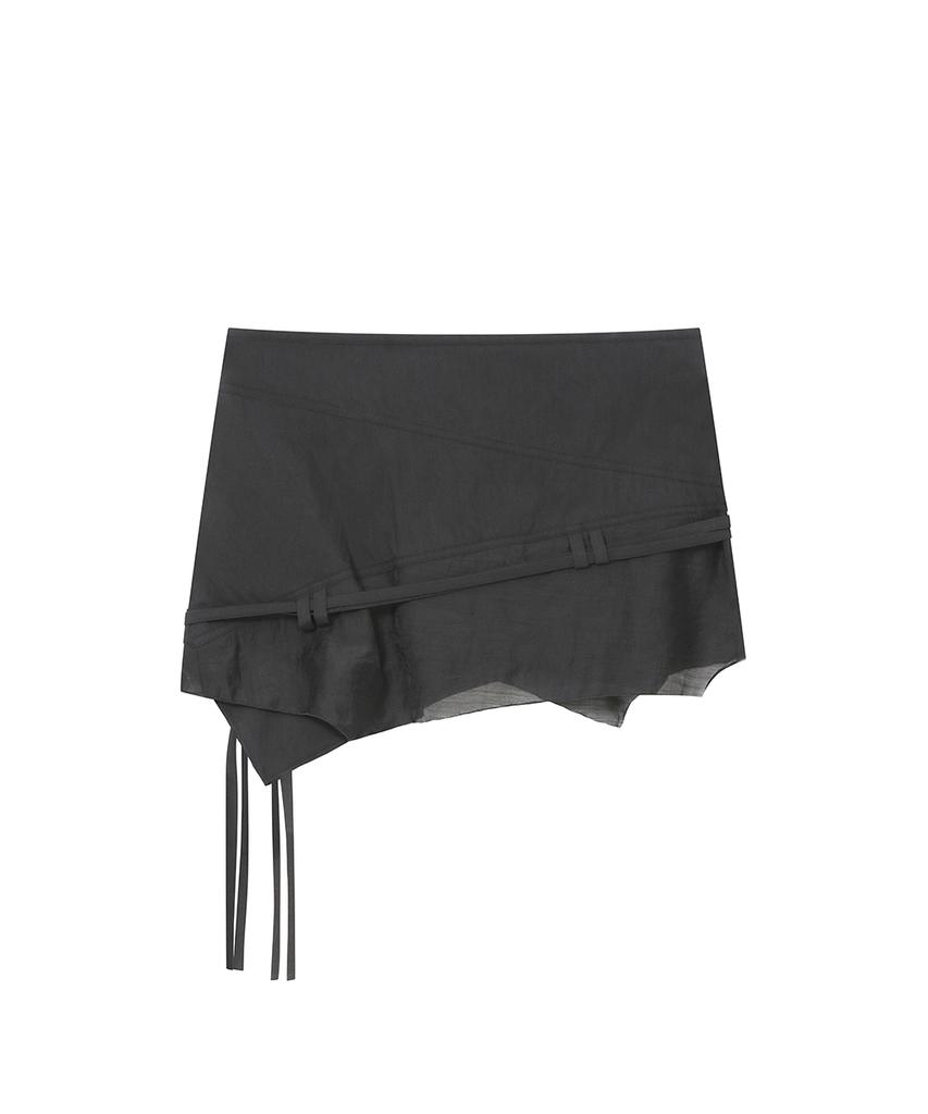 Miseki Seoul Diagonal Sheer String Mini Skirt Charcoal