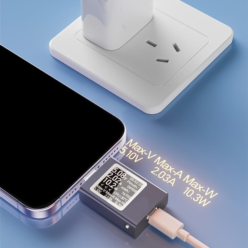 Typ C Spannungs- und Stromtester USB C Leistungsmessgerät mit 360 Grad drehbarem Bildschirm verbessert das Benutzererlebnis
