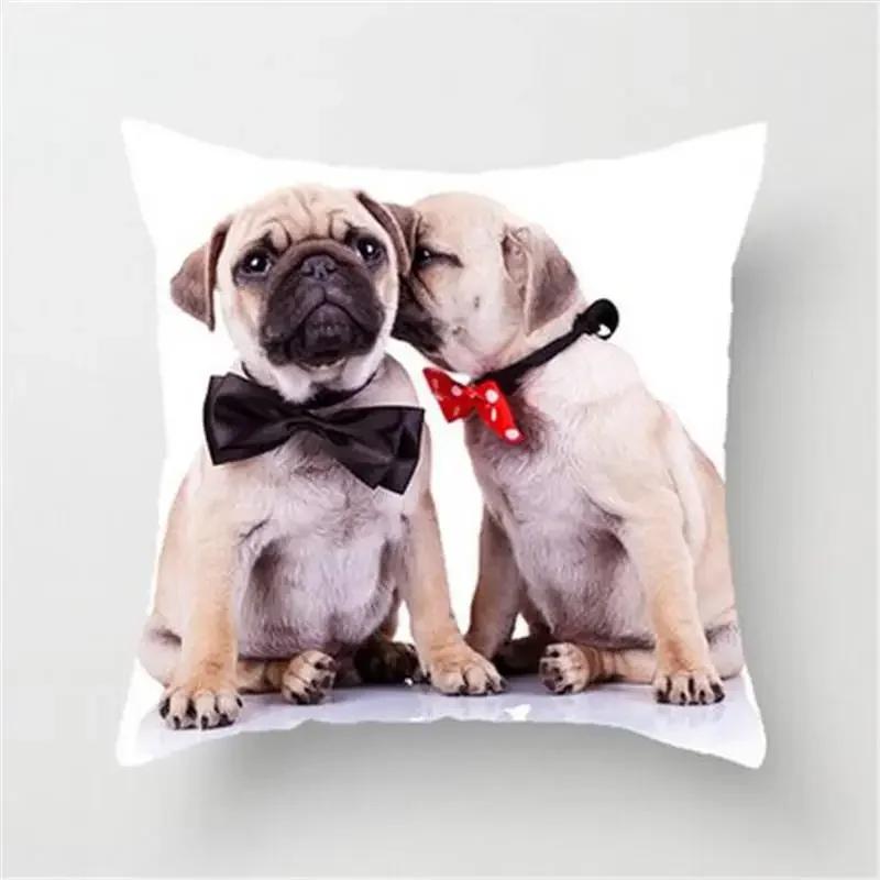 Animal French Bulldog Cushion Cover Pug Dog Herding Pillowcase  Sofa Car Decorative