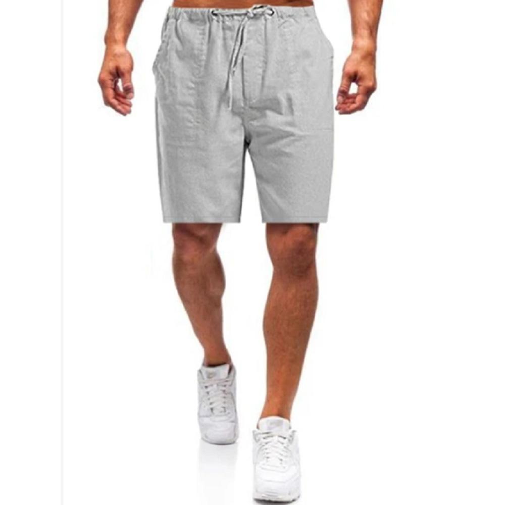Men's Summer Simple Shorts Solid Color Straight Drawstring Breathable Elastic Waist Casual Loose Jogger Sportswear
