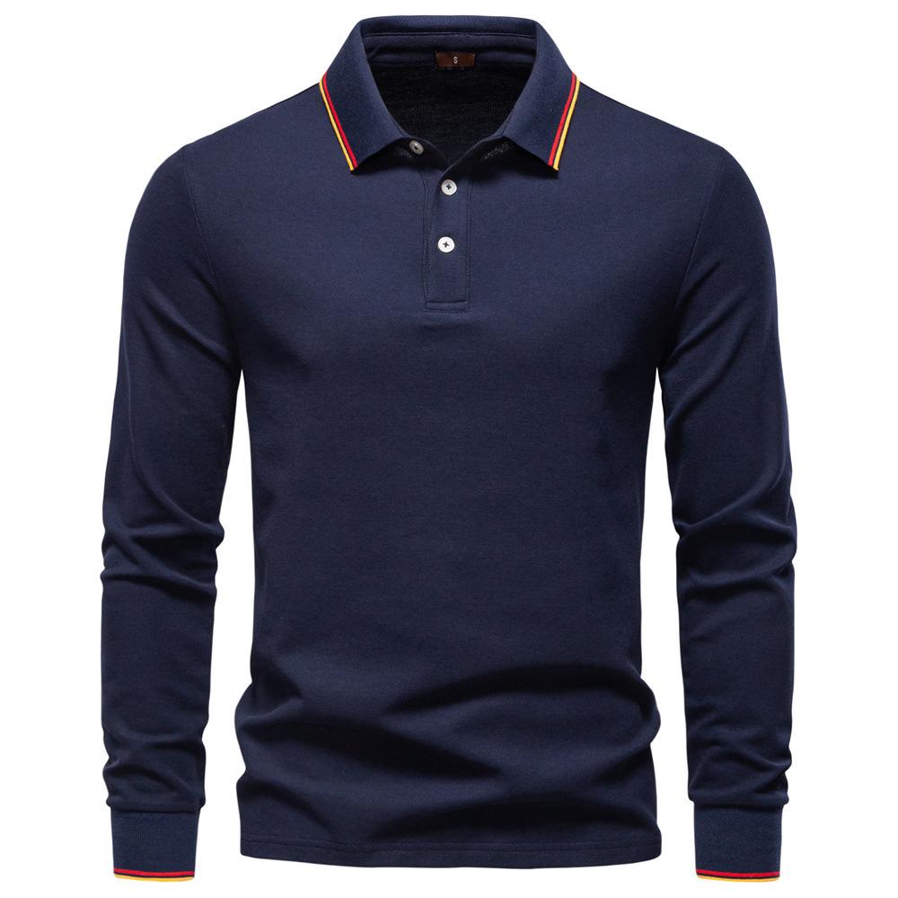 2026 Autumn New Men's Long Sleeved Polo Shirt, Solid Color Men's Top with Lapel, Versatile Polo Shirt for Men