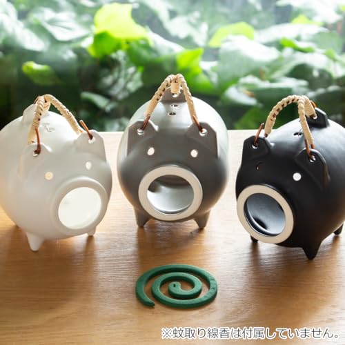 Kamoshika Werkzeugladen Mückenspiralenhalter/Etui - Schweineförmiger Keramik-Mückenspiralenhalter - Banko-Keramik, Hergestellt in Japan (Klein, Weiß)